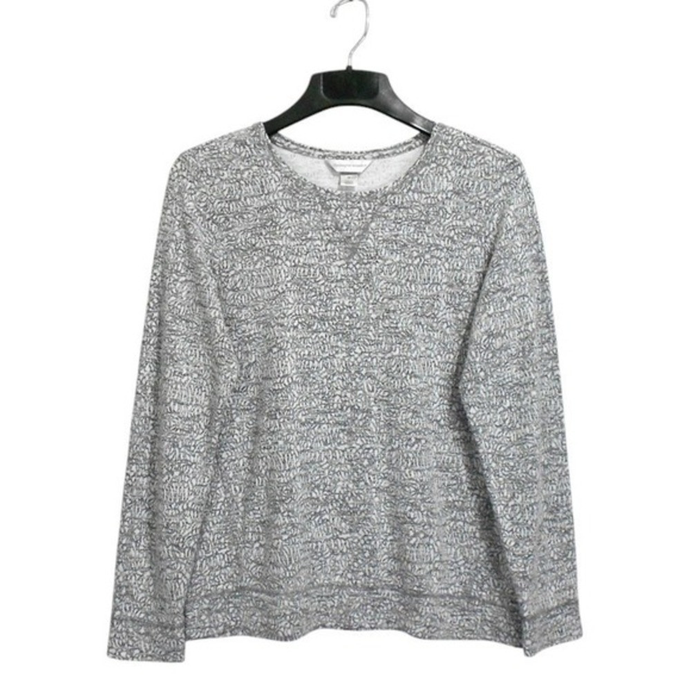 Christopher Banks Womens‎ Pullover Top Medium Gray Long Sleeve Patterned Casual